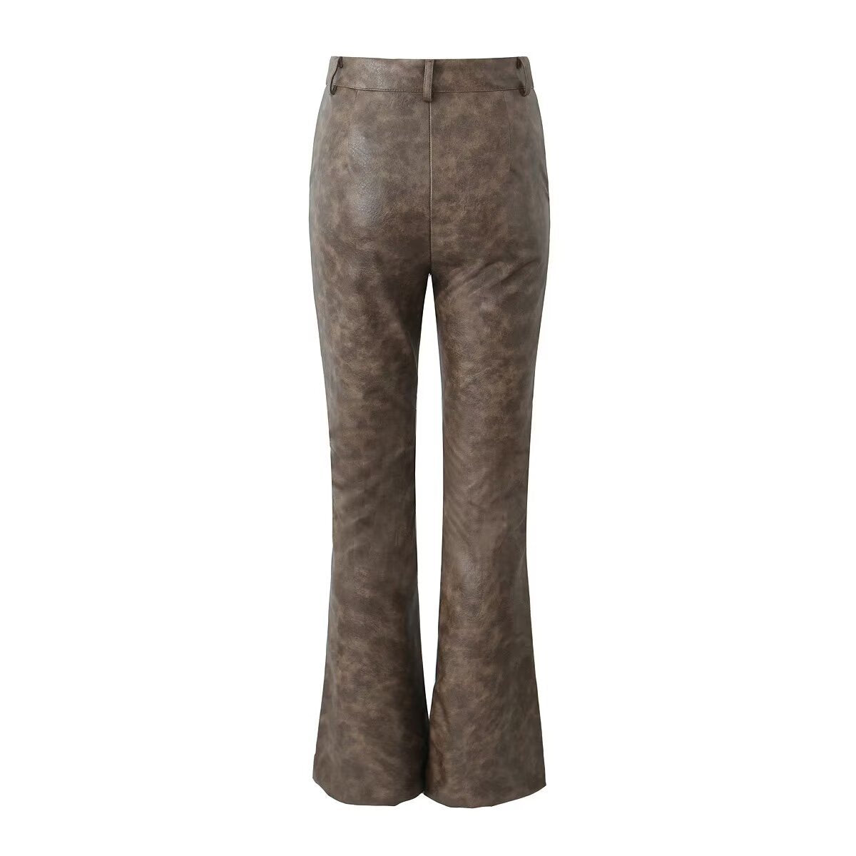 Rowan | High-Waist Slip Pocket Faux Leather Wide-Leg Trousers