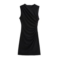 Yasmine | Asymmetric Neck Side Ruching Sleeveless Bodycon Mini Dress