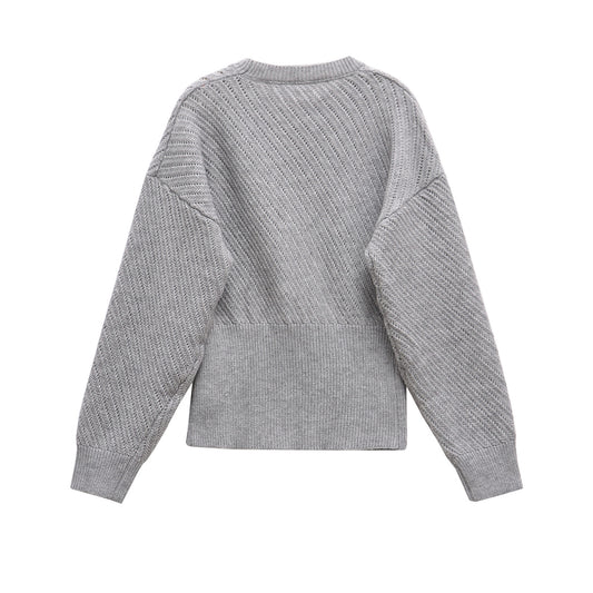 Sage | Casual Knitted Sweater Grey Textured Long Sleeve