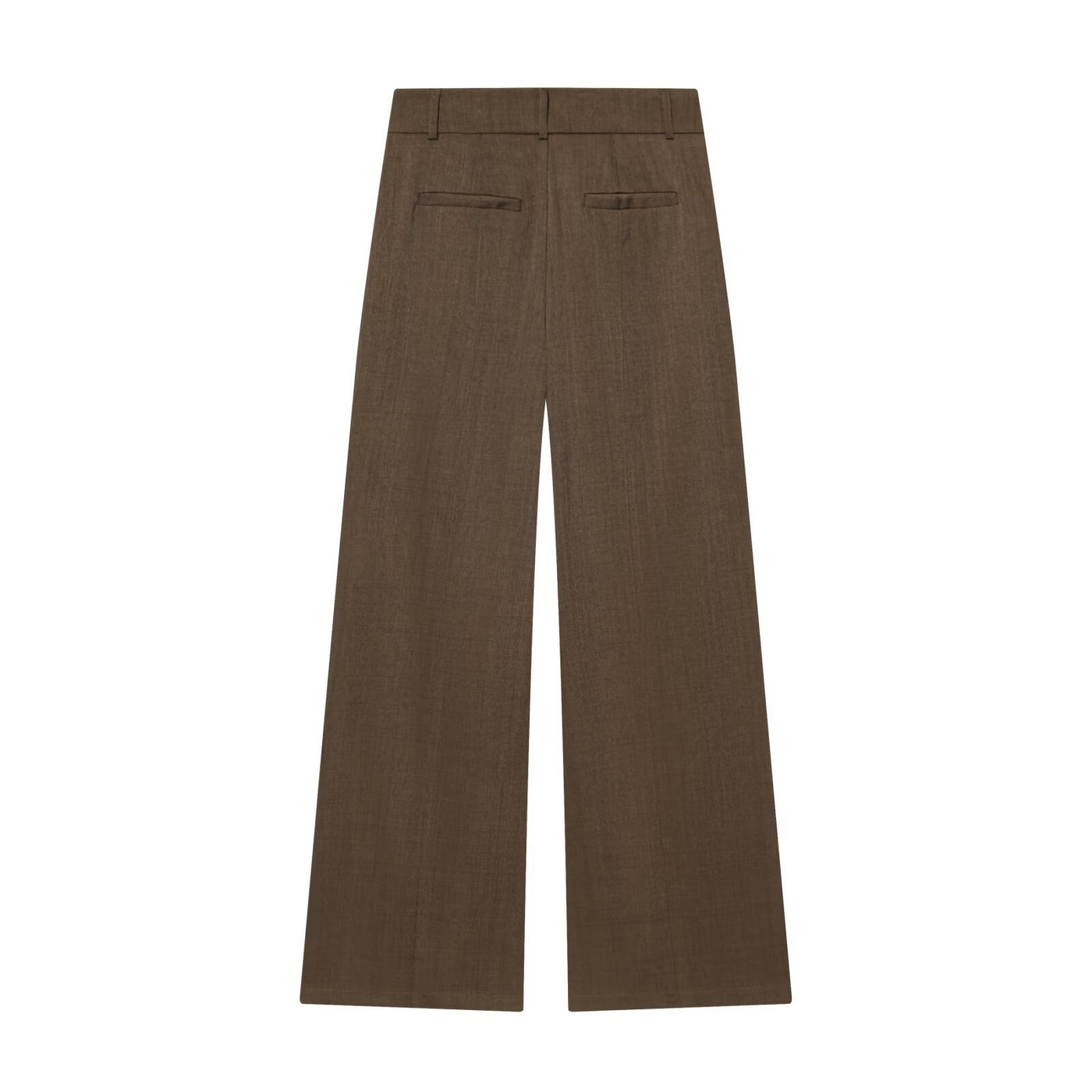 Victoria | High-Waist Front Seam Tailored Wide-Leg Trousers in Brown and Beige