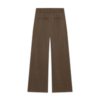 Victoria | High-Waist Front Seam Tailored Wide-Leg Trousers in Brown and Beige