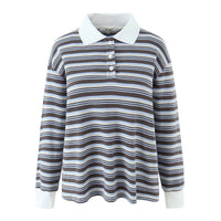 Ruby | Striped Long Sleeve Knit Polo Top