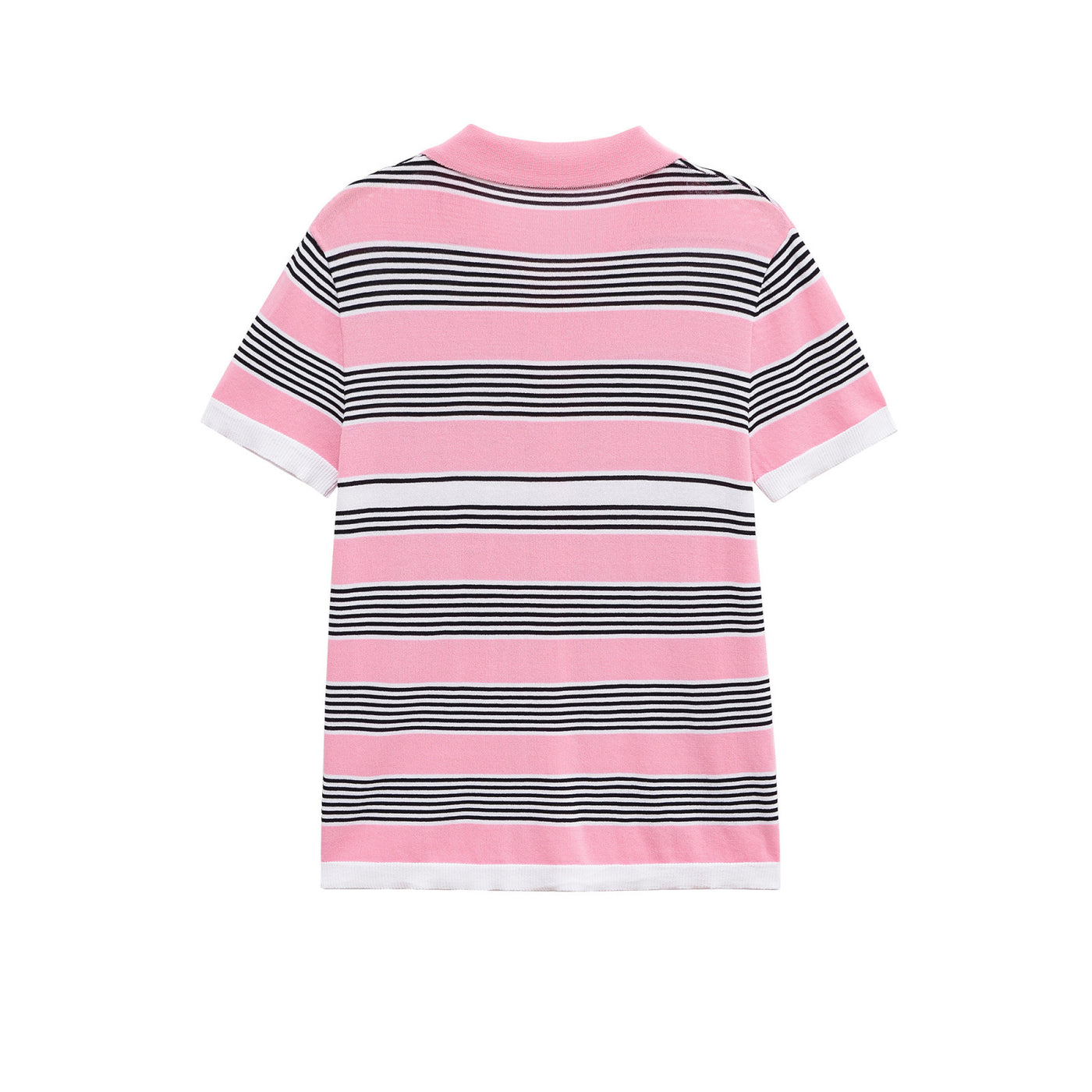 Zara | Striped Polo Knit Crop Top in Blue & Pink