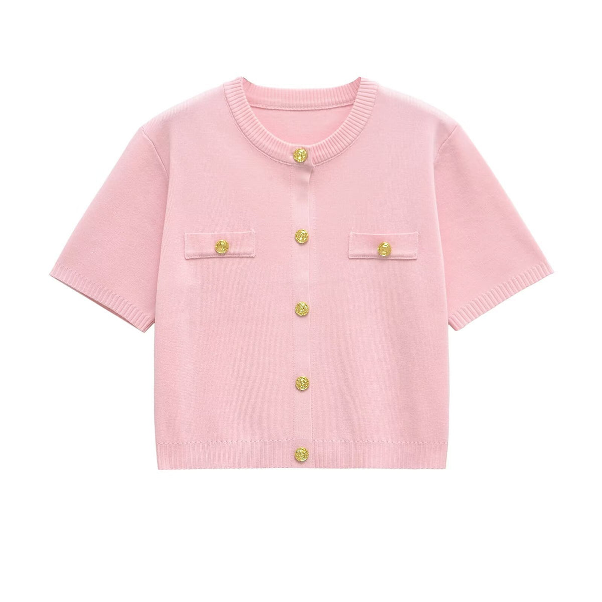 Gracie | Cropped Gold Button Knit Co-ord Set