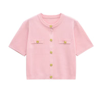 Gracie | Cropped Gold Button Knit Co-ord Set