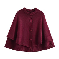 Eliza | Cape Sleeve Gold Button Ribbed Trim Relaxed Cropped Knit Cardigan