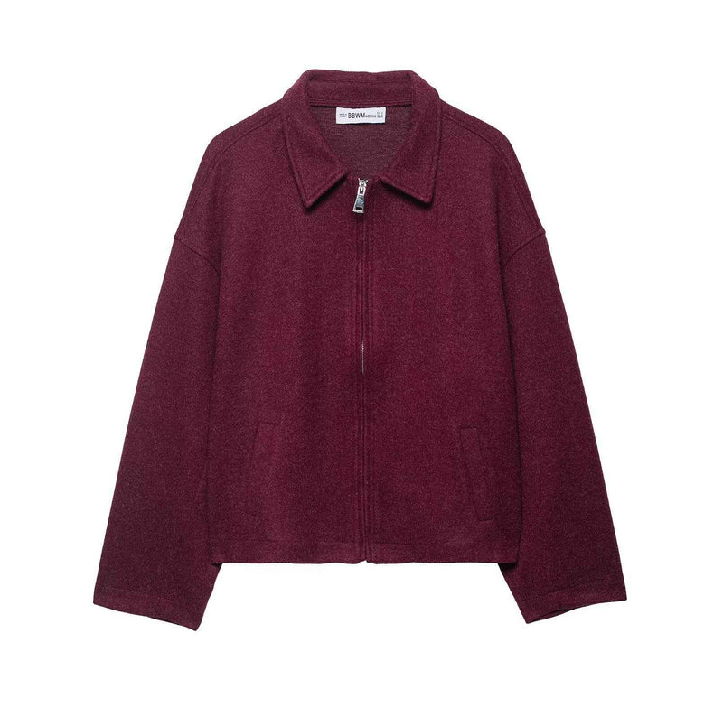 Isla | Casual Grey Fleece Jacket Zip Up Collared Oversized