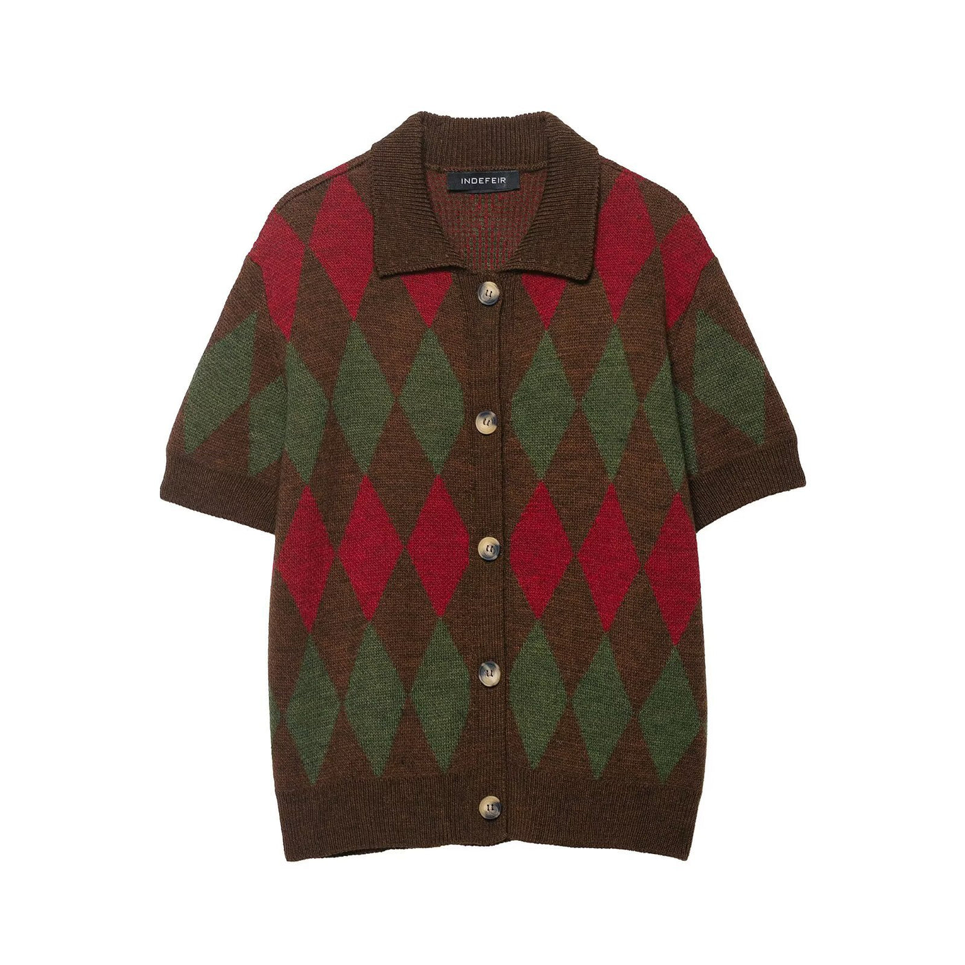 Hallie | Argyle Cropped Knit Cardigan