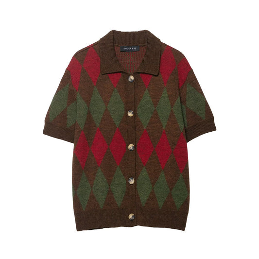 Eleanor | Brown Heritage Argyle Knit Cardigan
