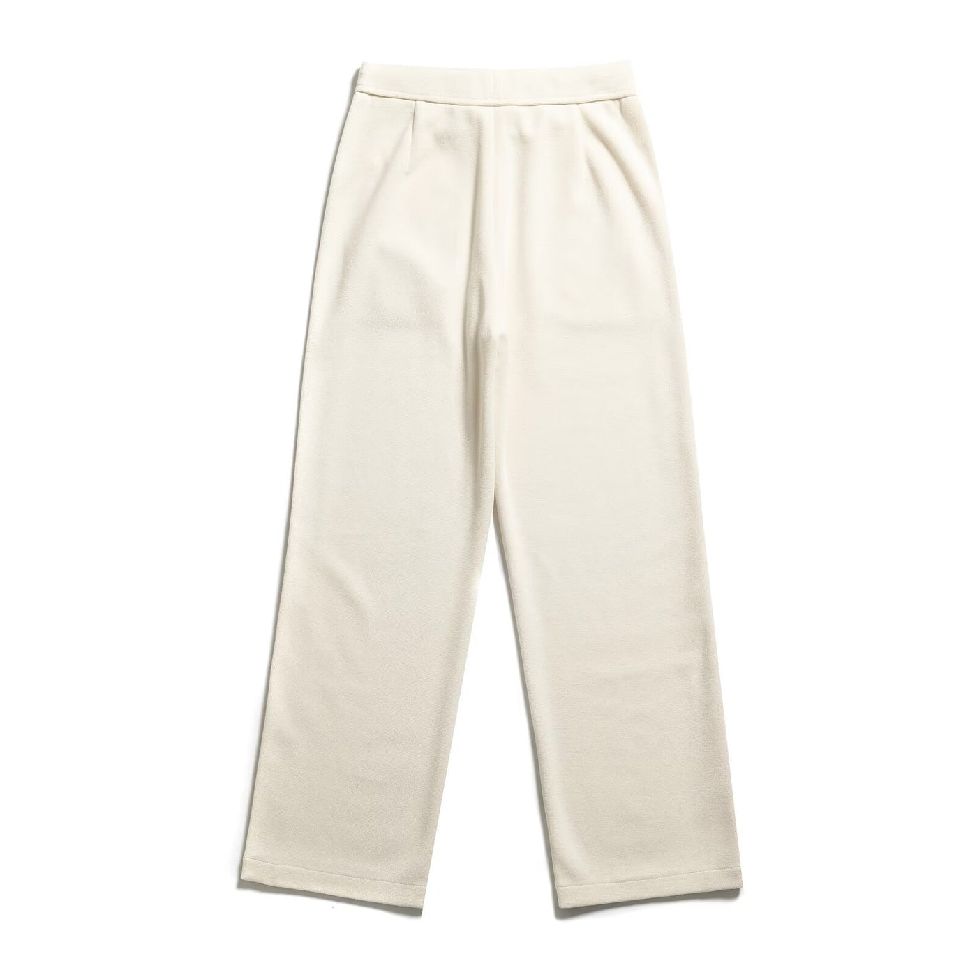 Yasmine | Drawstring Vertical Seam Wide-Leg Brushed Terry Trousers