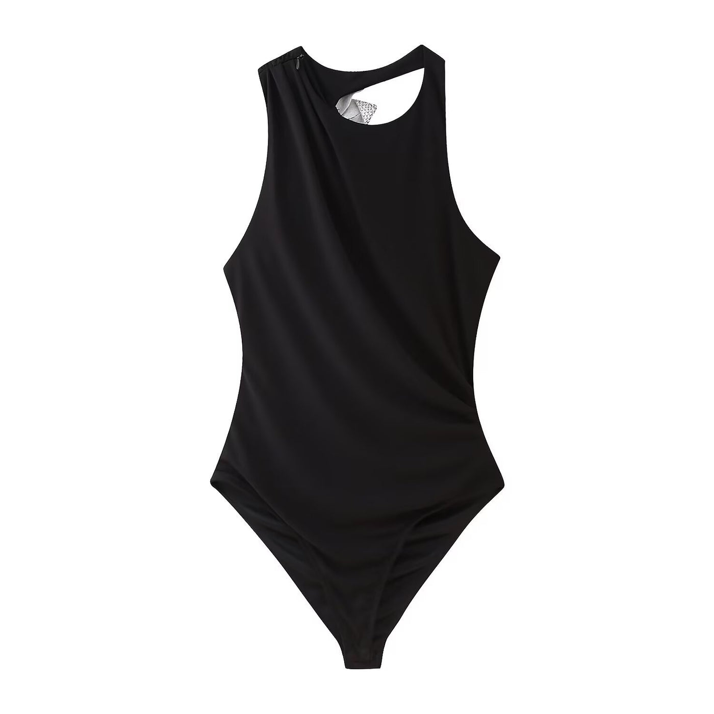 Brianna | High Crew Neck Wide Armhole Sculpting Jersey Tank Top in Black