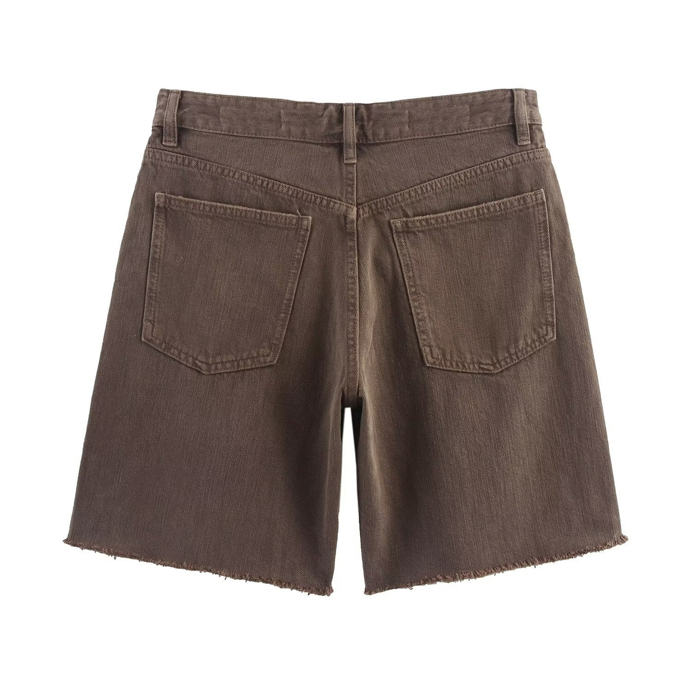 Margot | Mid-Rise Raw Hem Denim Bermuda Shorts