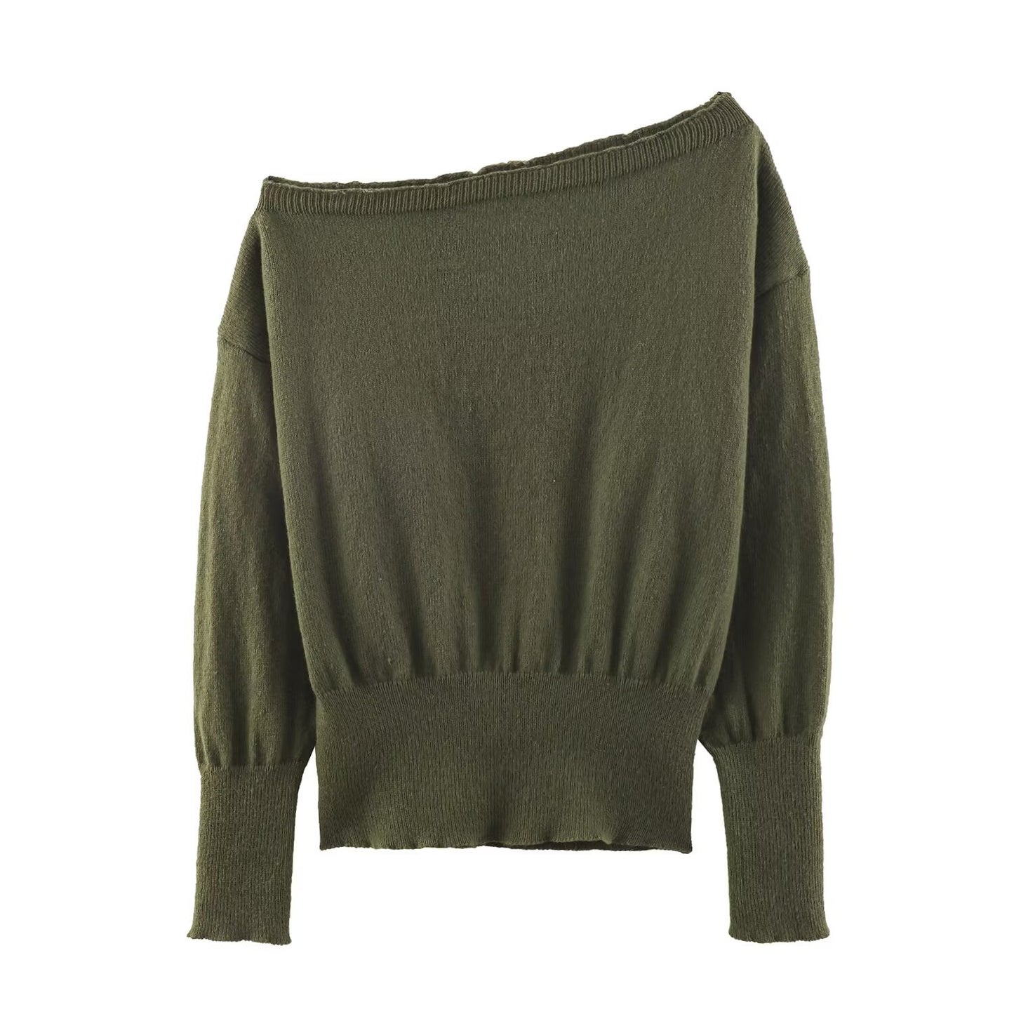 Maren | Elegant Off Shoulder Sweater Cream Knitted Long Sleeve