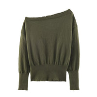 Cara | Relaxed Off Shoulder Cropped Knit Top