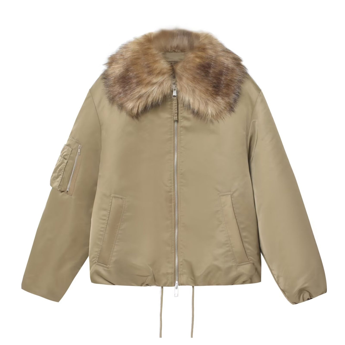 Kit | Casual Bomber Jacket Faux Fur Collar