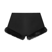 Cora | High-Waist Tailored Shorts with Faux Fur Hem Trim