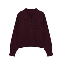 Penelope | Pocket Detail Cropped Knit Polo Top