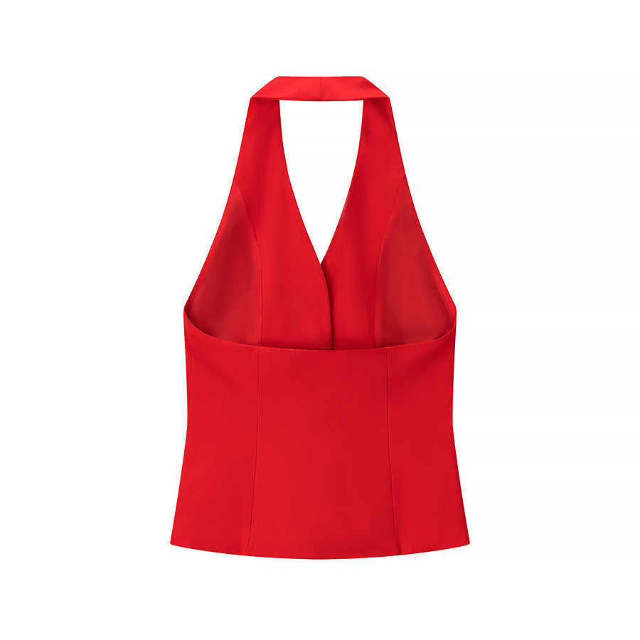 Ruby | Red Waistcoat & Wide Leg Co-ord
