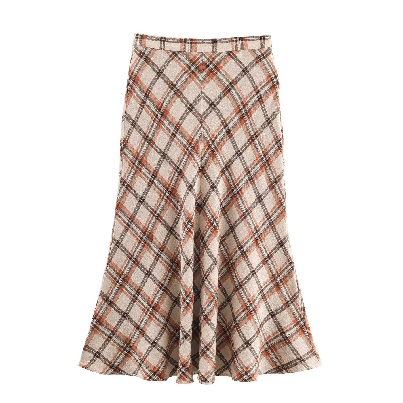 Bella | Diagonal Plaid A-Line Maxi Skirt