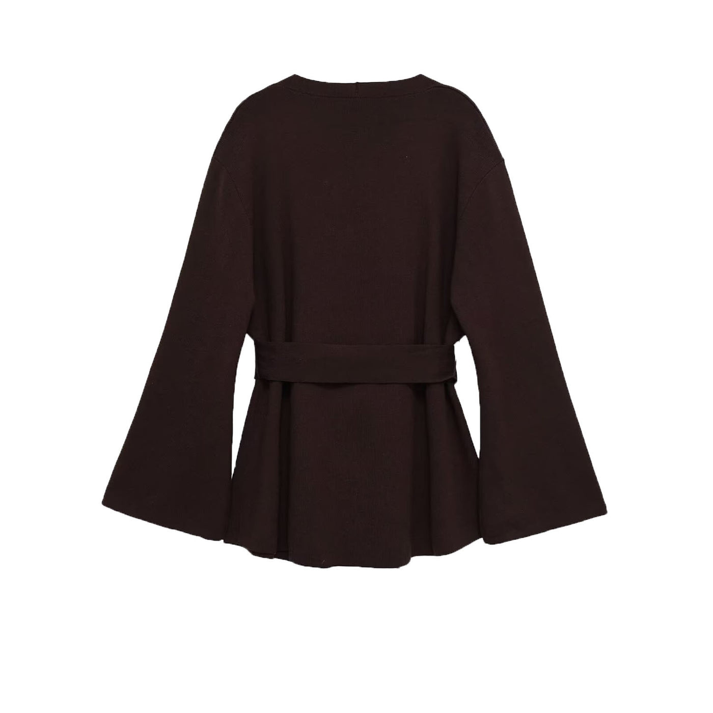 Lexi | V-Neck Self-Tie Belt Wide Sleeve Jersey Wrap Top