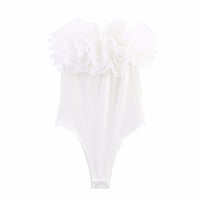 Delilah | Strapless Multi-Ruffle Top in White & Black