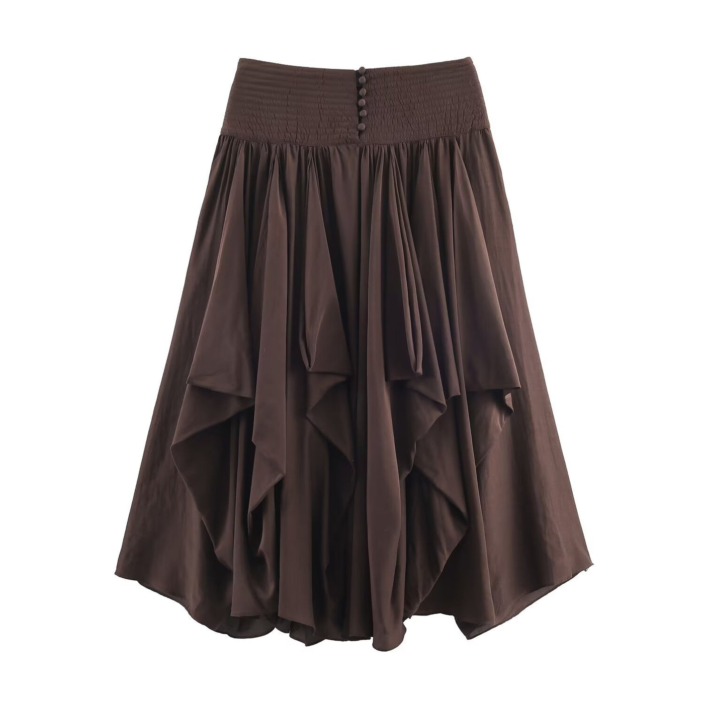 Evie | Satin Draped Asymmetric Midi Skirt
