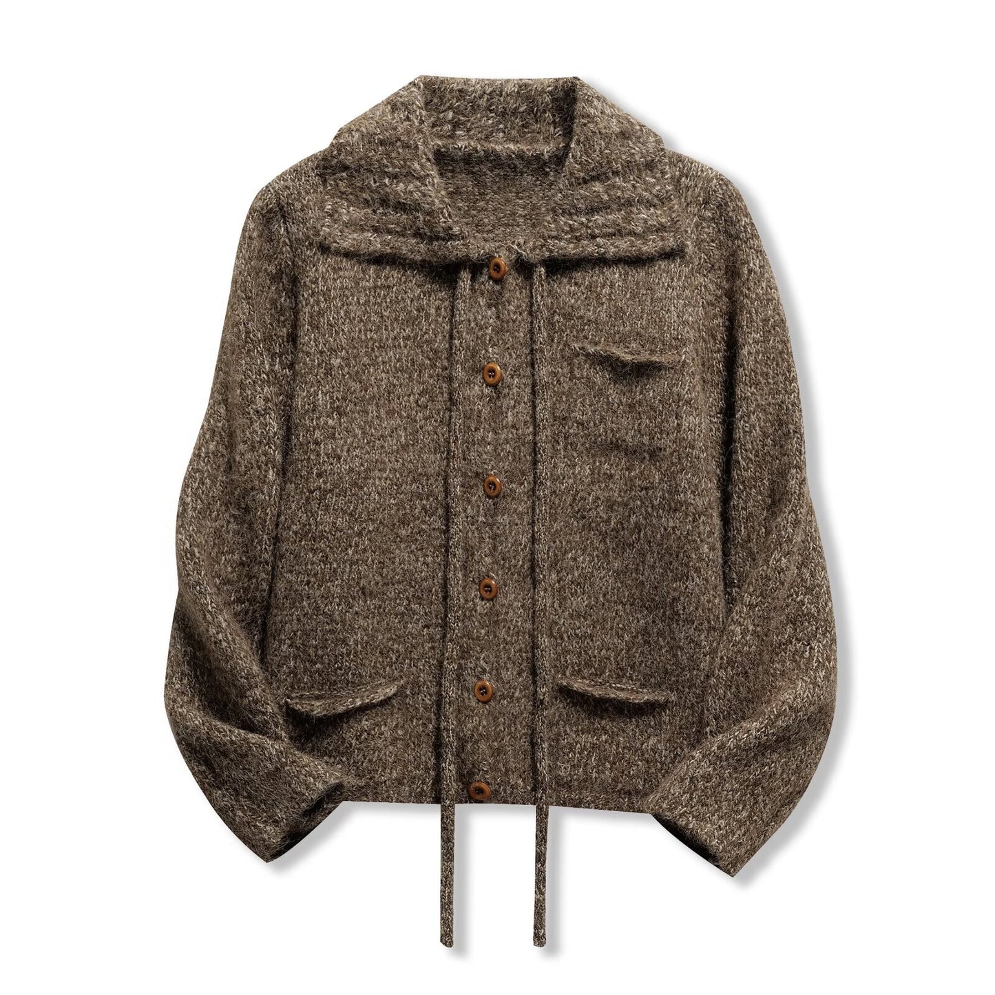 Nola | Casual Knitted Cardigan Brown Wool Hooded