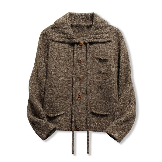 Nola | Casual Knitted Cardigan Brown Wool Hooded