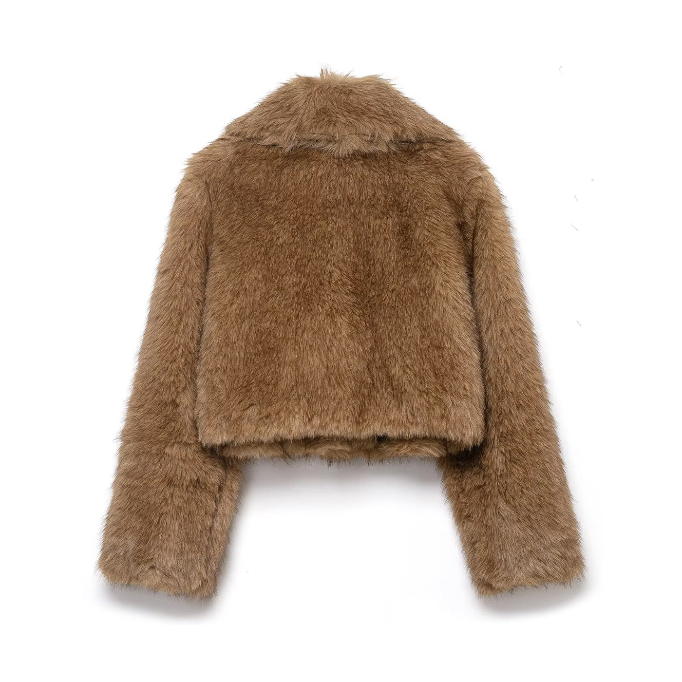 Georgia | Brown Faux Fur Lapel Cropped Jacket