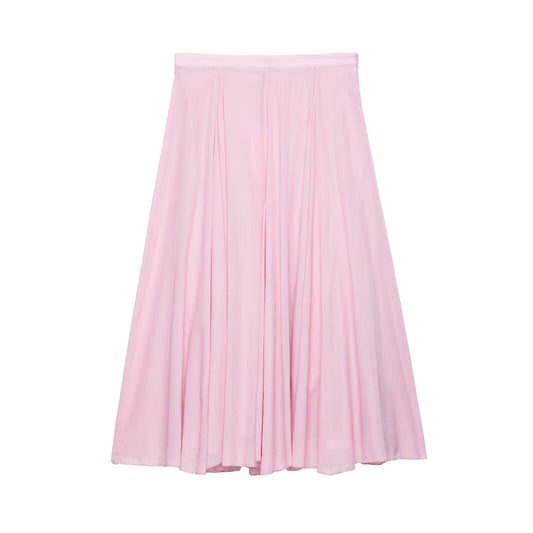 Tallulah | Elegant Pleated Midi Skirt Pink A Line Flowy