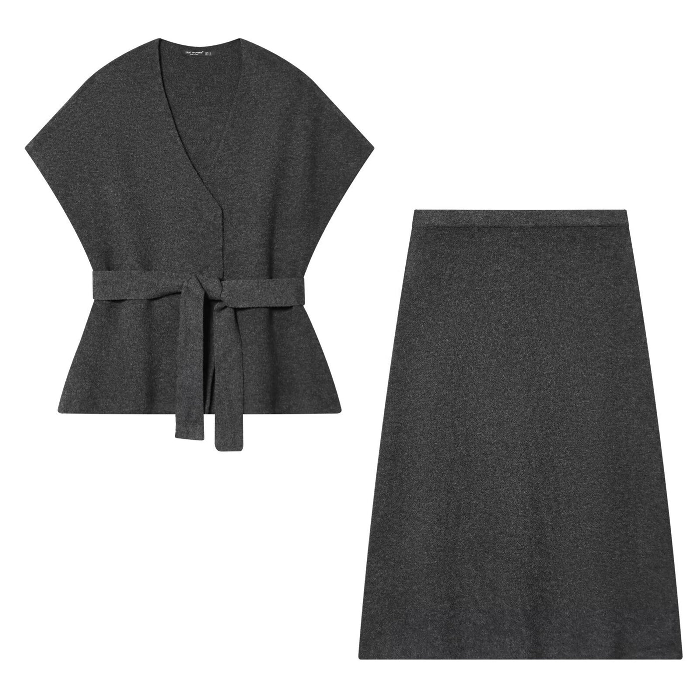 Erin | V-Neck Wrap Top Knit Midi Skirt Co-ord Set