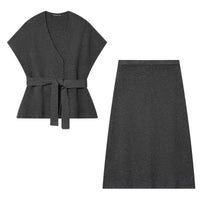 Erin | V-Neck Wrap Top Knit Midi Skirt Co-ord Set