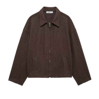 Isla | Casual Grey Fleece Jacket Zip Up Collared Oversized