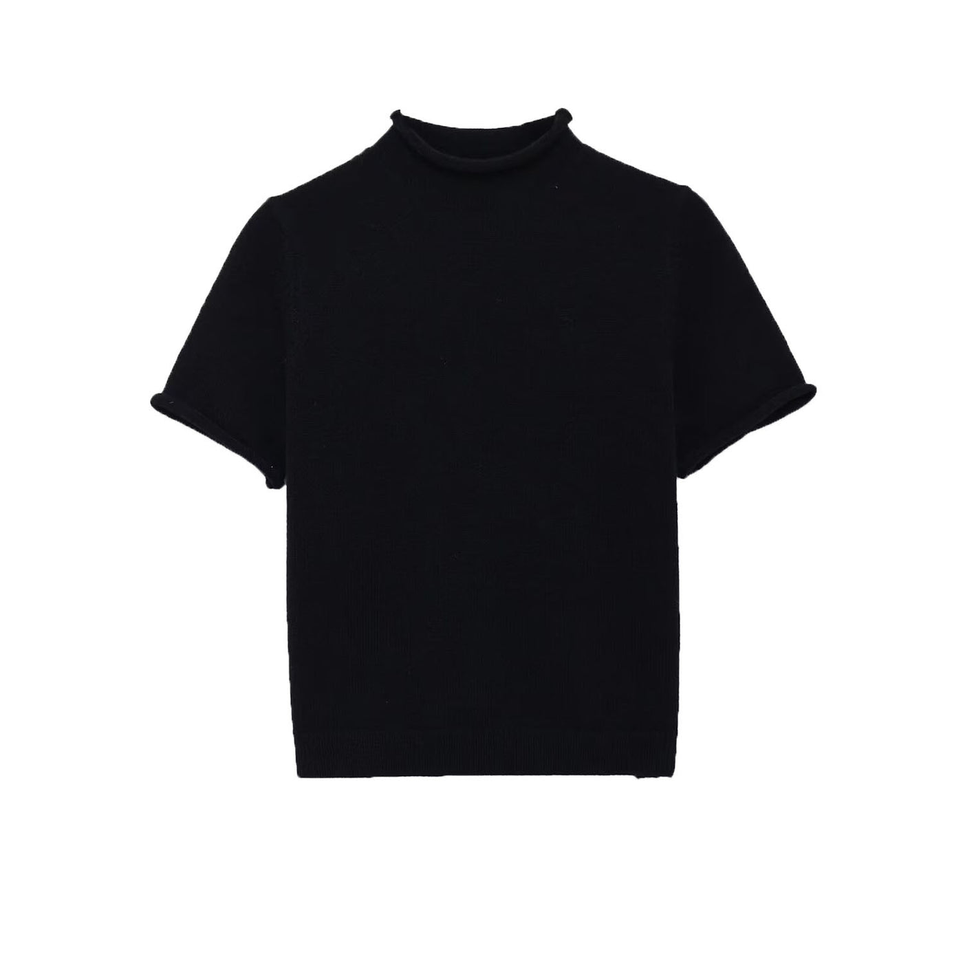Lyla | Roll Neck Short Sleeve Ribbed Soft Knit Top