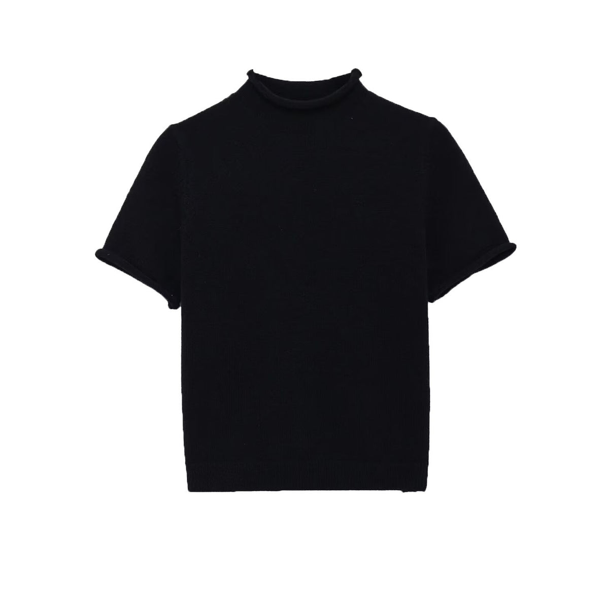 Lyla | Roll Neck Short Sleeve Ribbed Soft Knit Top