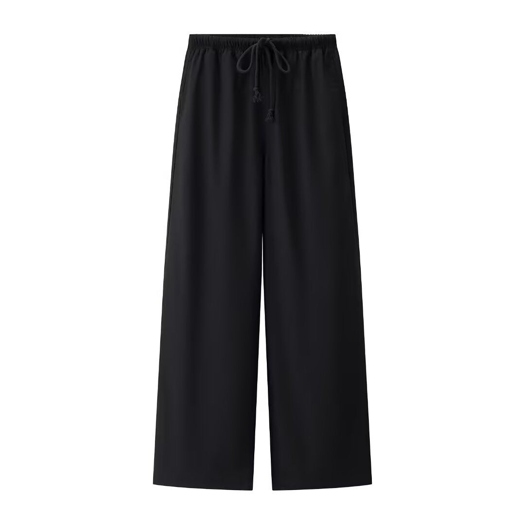 Eliza | Drawstring Waist Wide-Leg Linen Trousers with Side Pockets
