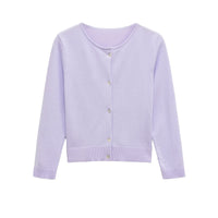 Erin | Crew Neck Button Front Ribbed Lightweight Cropped Cardigan