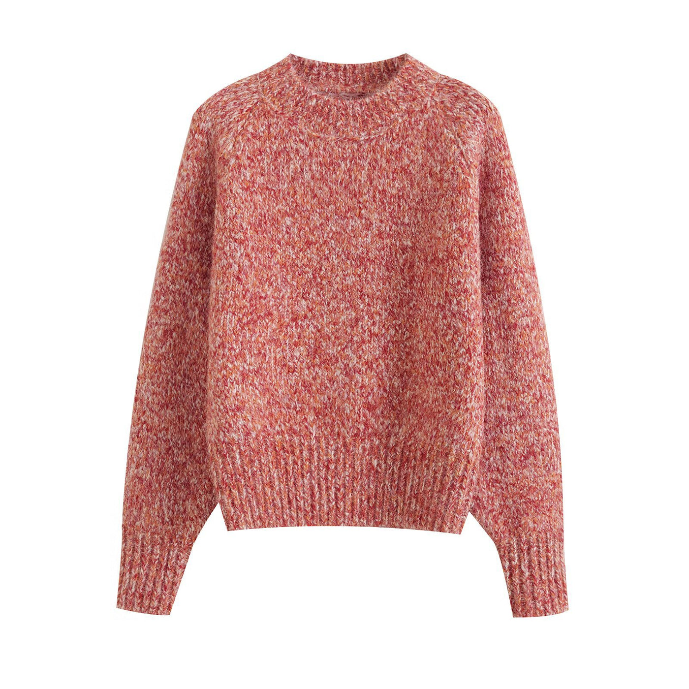 Amber | Marled Knit Crew Neck Raglan Sleeve Relaxed Top