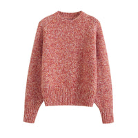 Amber | Marled Knit Crew Neck Raglan Sleeve Relaxed Top