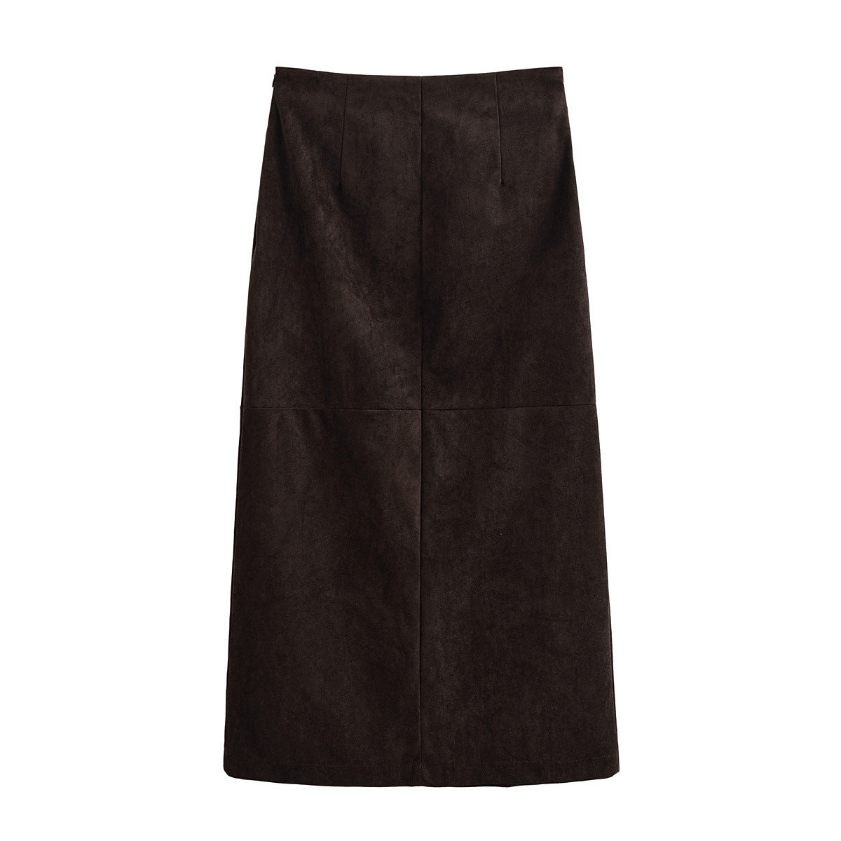 Amelia | Button-Front Faux Suede Wrap Midi Skirt