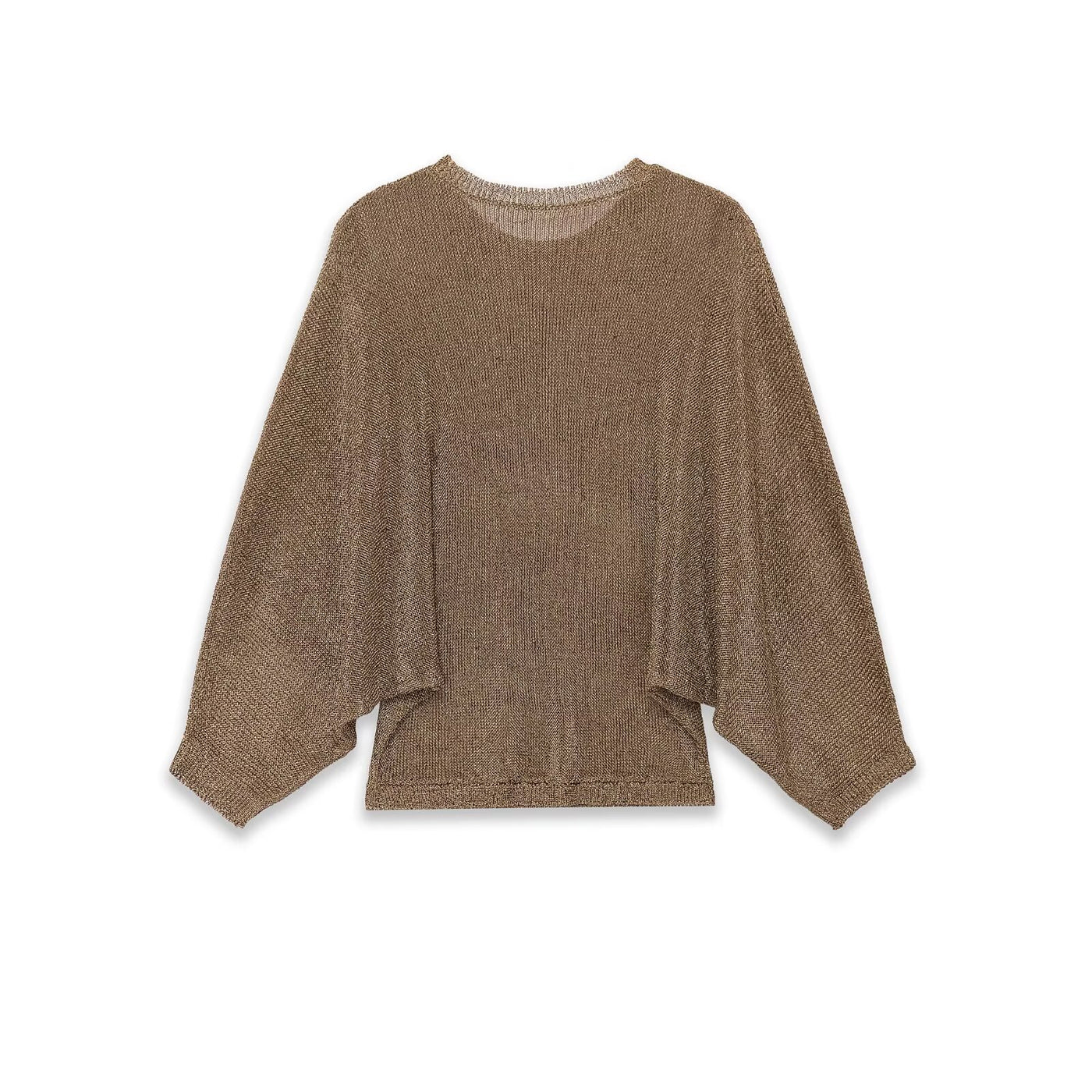 Emily | Crew Neck Ribbed Trim Long Sleeve Cropped Lightweight Knit Top
