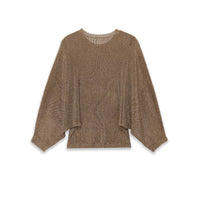 Emily | Crew Neck Ribbed Trim Long Sleeve Cropped Lightweight Knit Top