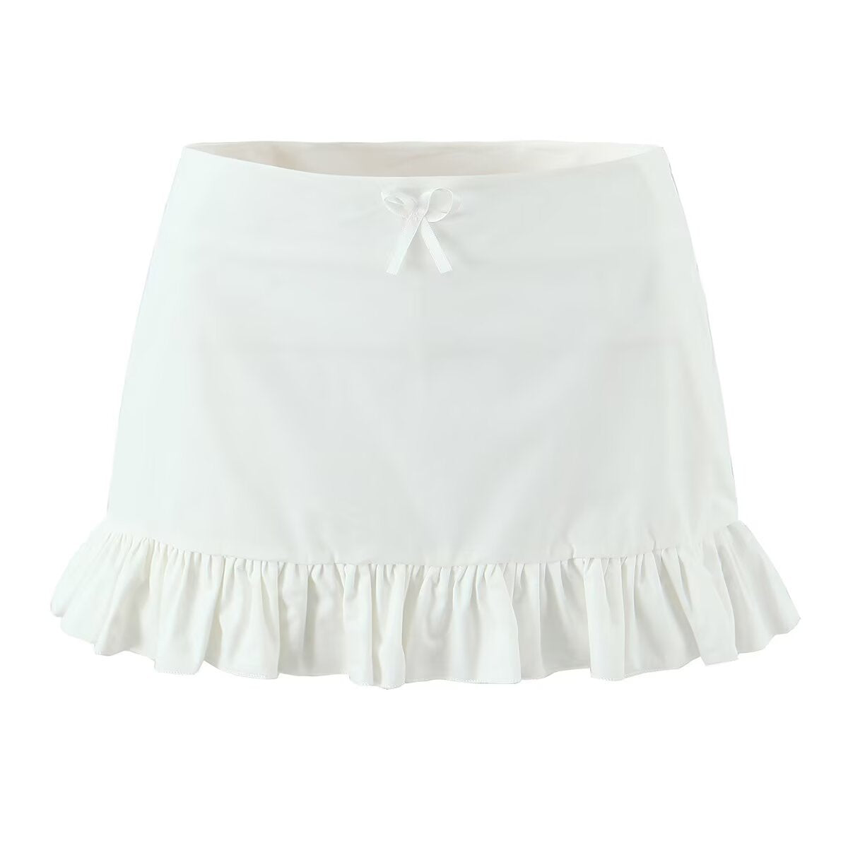 Freya | Ruffle Hem Bow Mini Skirt