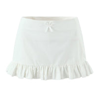 Freya | Ruffle Hem Bow Mini Skirt