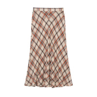 Maisie | Plaid Linen Pleated Midi Skirt