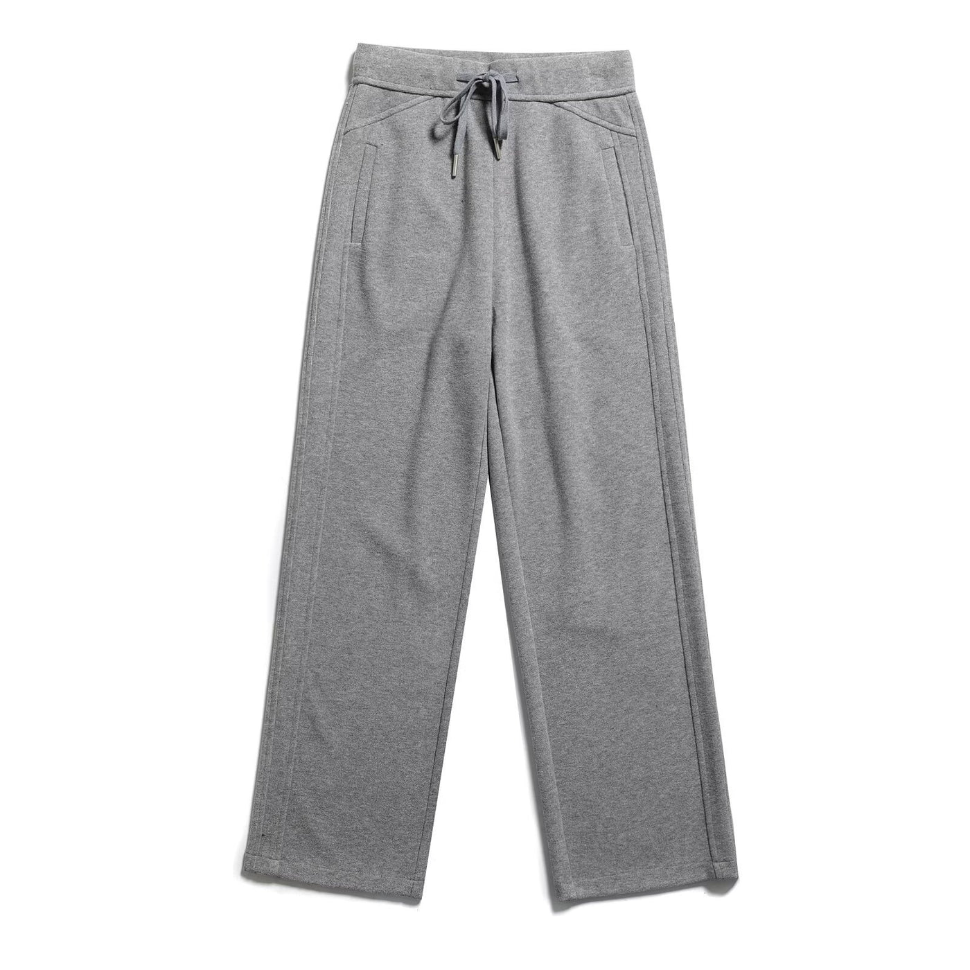 Yasmine | Drawstring Vertical Seam Wide-Leg Brushed Terry Trousers
