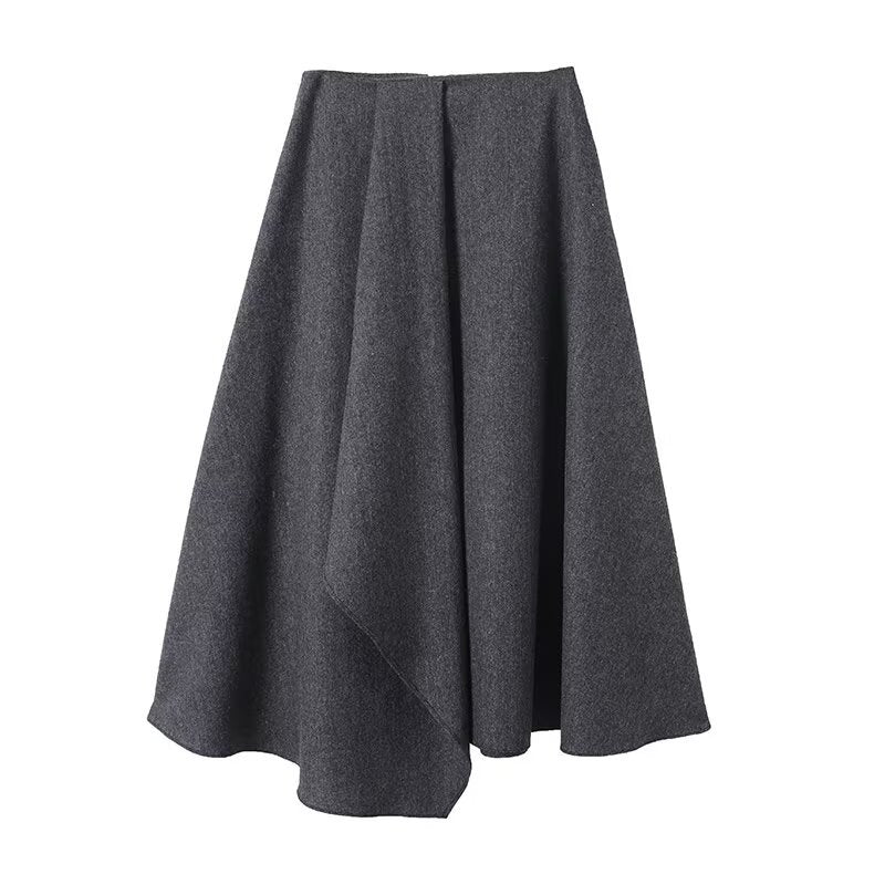 Darcie | Asymmetric Hem A-Line Midi Skirt