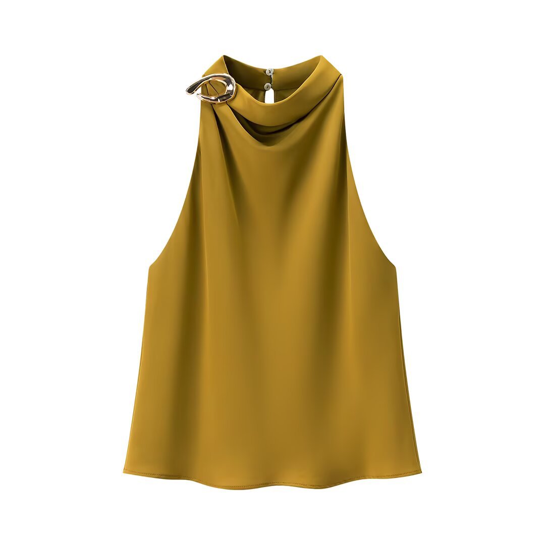Saskia | Satin Cowl Neck Halter Top