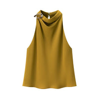 Saskia | Satin Cowl Neck Halter Top