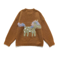 Cecilia | Relaxed Fluffy Knit Pony Print Top